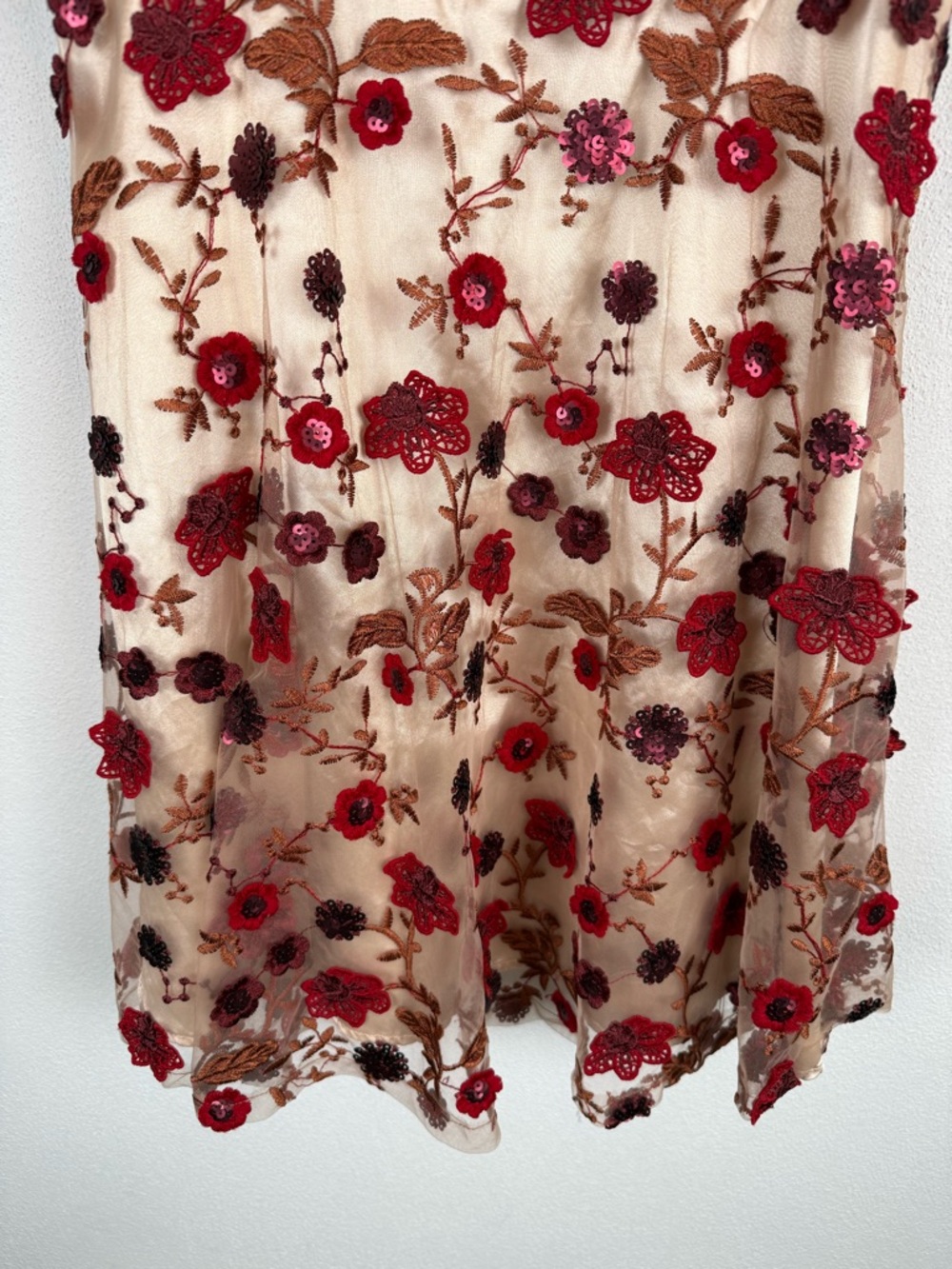 Lulu’s So Excited Nude Embroidered Sequin Skater Dress XL - Picture 6 of 11